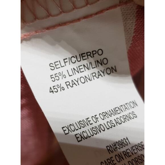 My Michelle Womens Pink Striped Linen Sweetheart Neck Sleeveless Tank Dress L - Picture 9 of 15